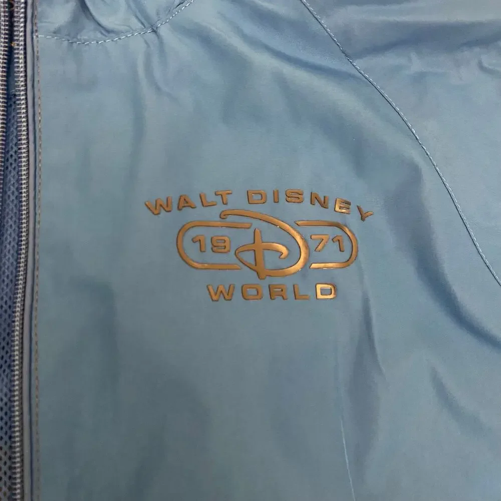 Disney Parks Unisex Size Small Windbreaker Jacket Blue and Grey with Hoodie